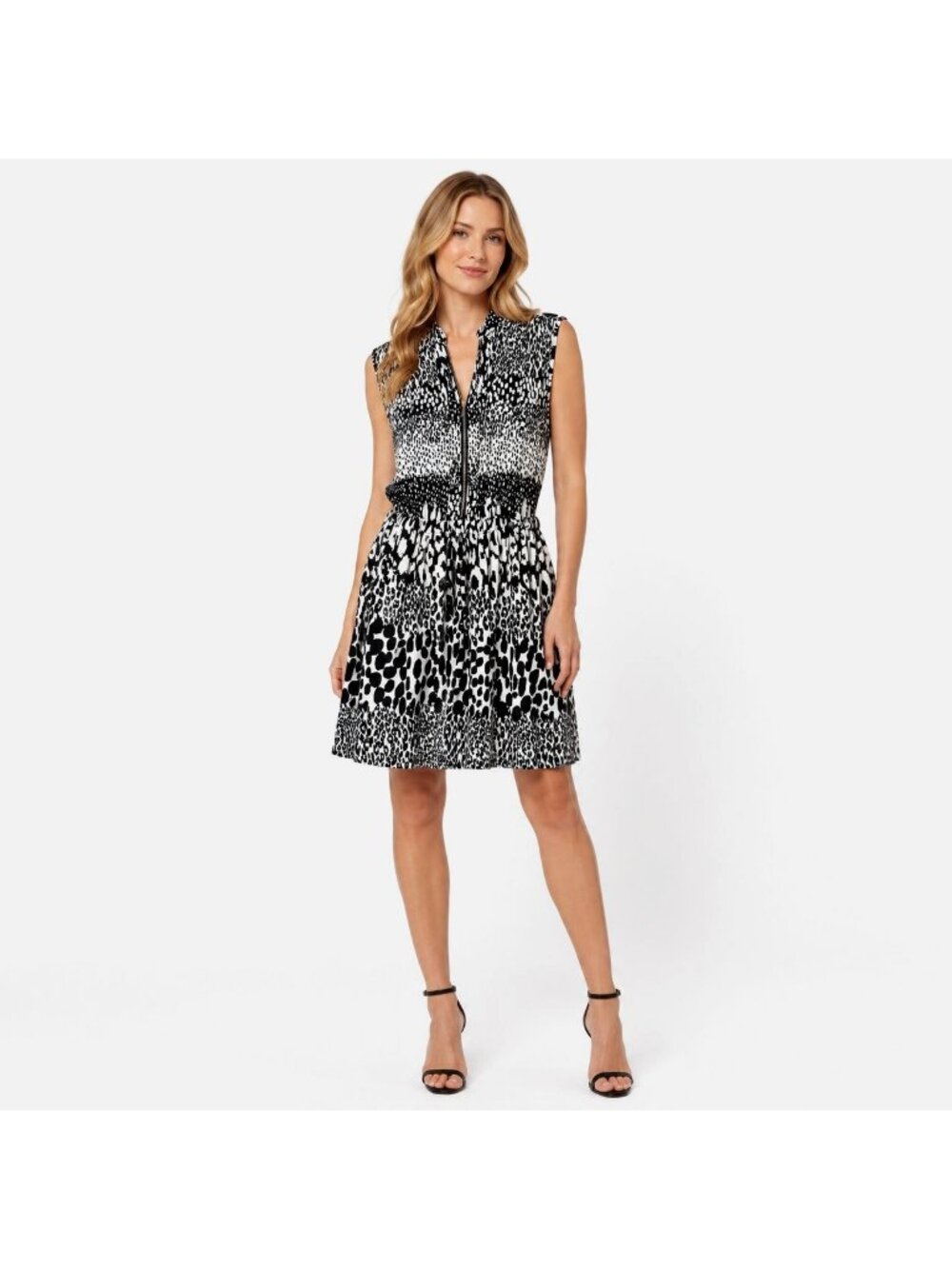 Robert Louis Women’s Black White Abstract Print Sleeveless Dress Size M